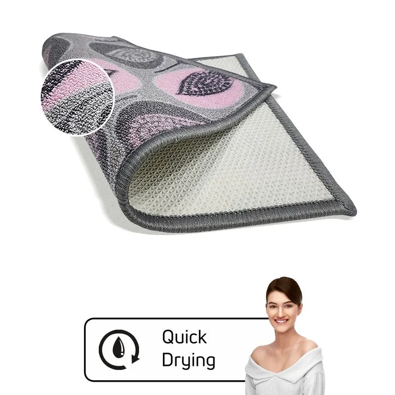 Faro Floral Nylon Door Mats - Pink,Grey media 4
