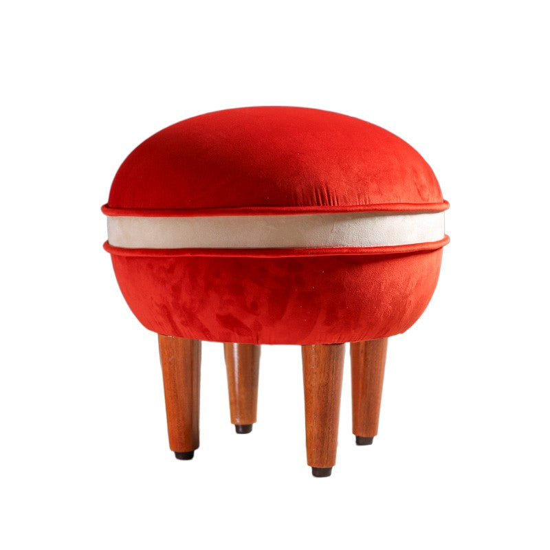 Contemporary Velvet Footrest Ottoman  Red media 3