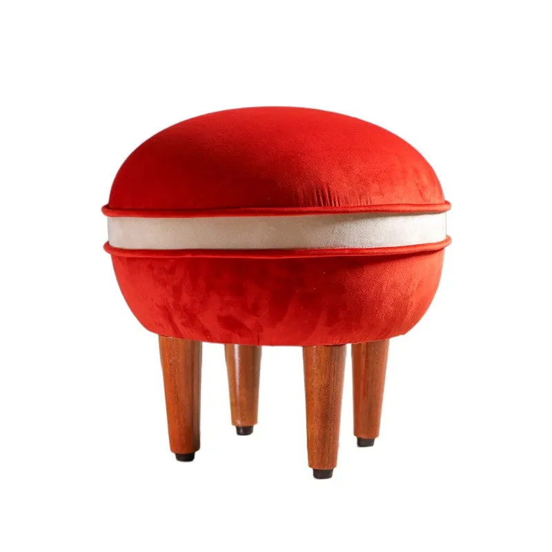 Contemporary Velvet Footrest Ottoman  Red media 3