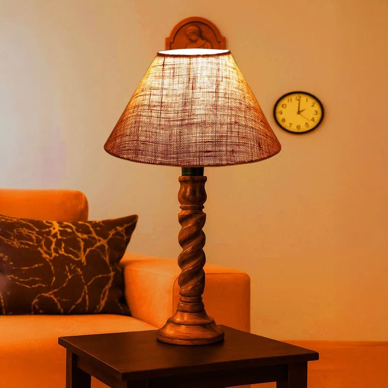 Elvane Oria Wooden Table Lamp - Beige media 1