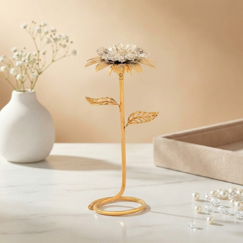 Golden Daisy Elegance 24K Gold Plated Mild Steel Showpiece