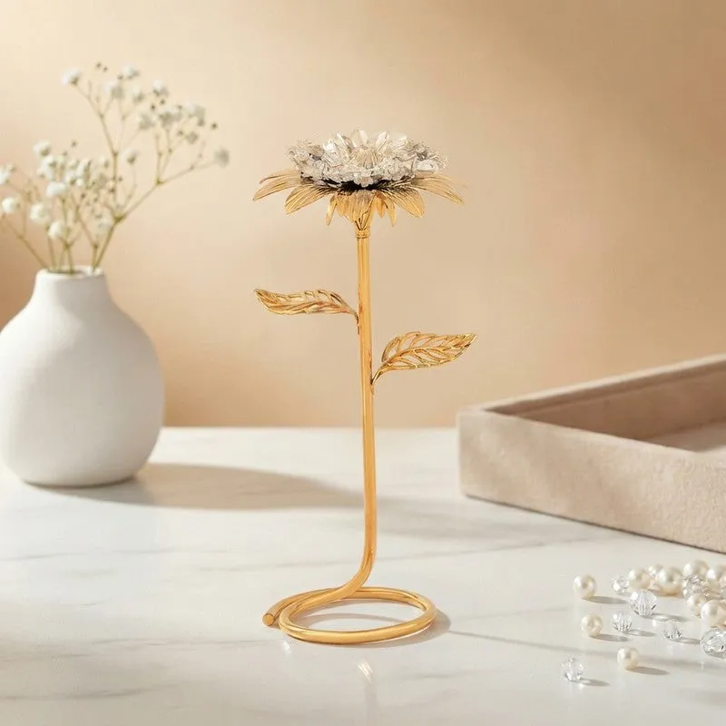 Golden Daisy Elegance 24K Gold Plated Mild Steel Showpiece media 1