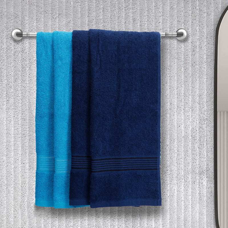 Eva Quick Dry Hand Towel (Navy Blue & Blue) - Set Of Four