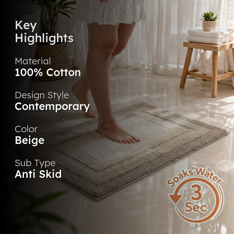 Dryora Cotton Bath Mat - Beige media 2