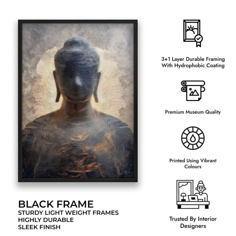 Meditative Buddha Archival Paper Wall Painting With Black Frame media 9