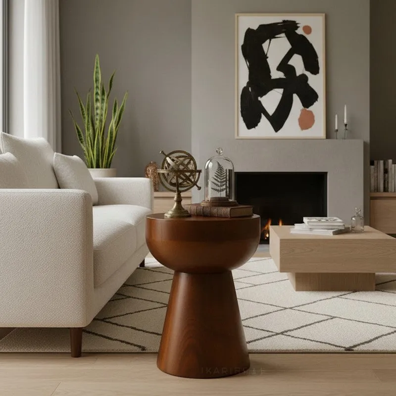 Mushroom Pedestal Acacia Wood Coffee Table media 9