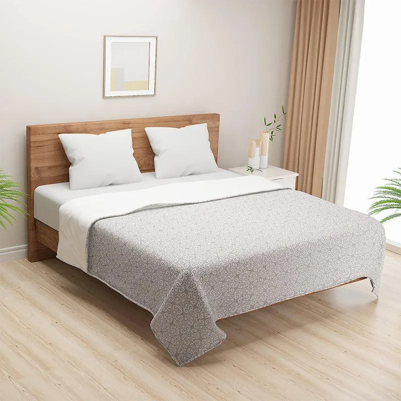 Swayam Sienna Floral Cotton Dohar (Grey) - 110 GSM media 1