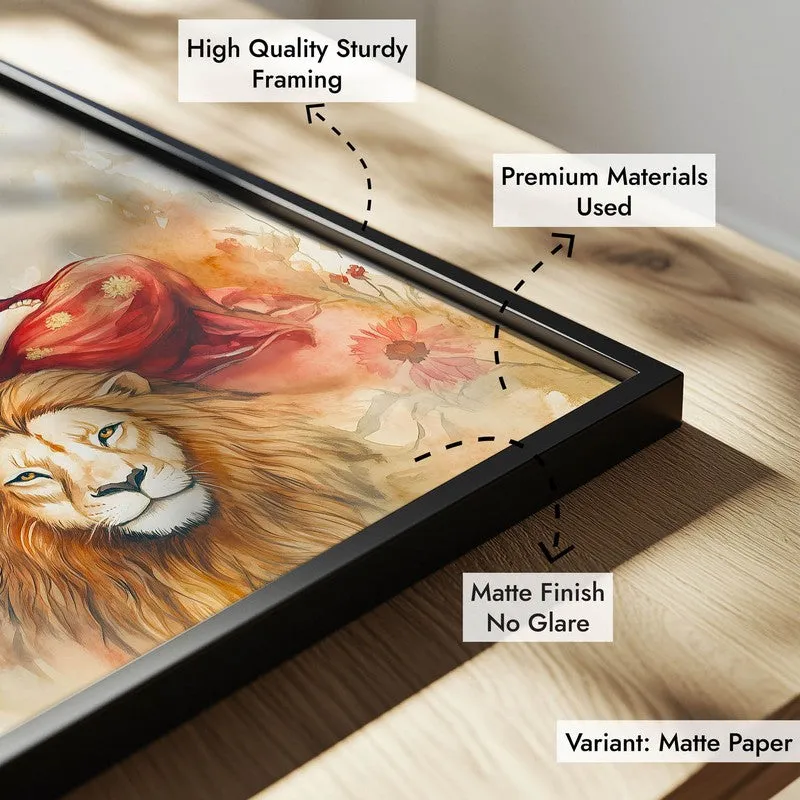 Simhavahini Durga Archival Paper Wall Painting With Black Frame media 7