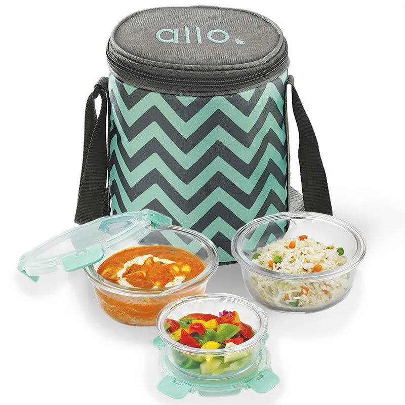 Crunex Leak Proof Glass Lunch Box with Bag- Set of Three media 6