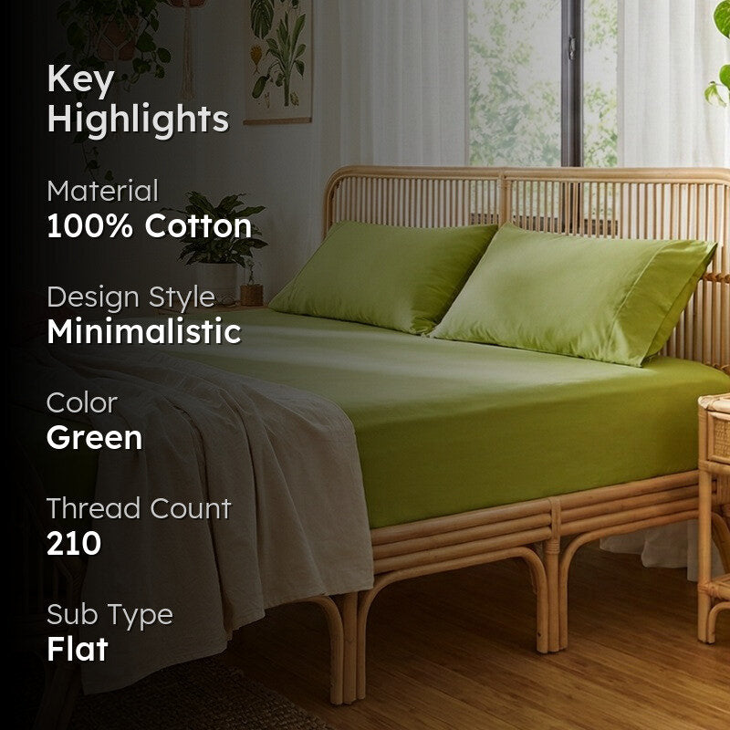 Cotton Candy Cotton Bedsheet (Moss Green) - 210 TC media 2