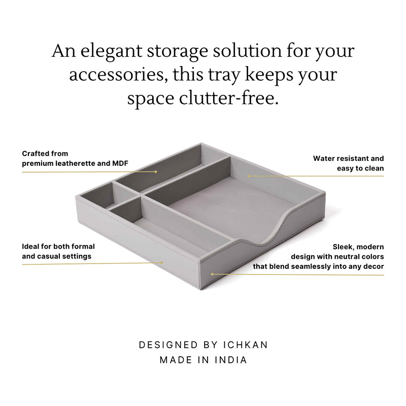 Veltrix Cube Faux Leather Desk Organiser - Grey media 3