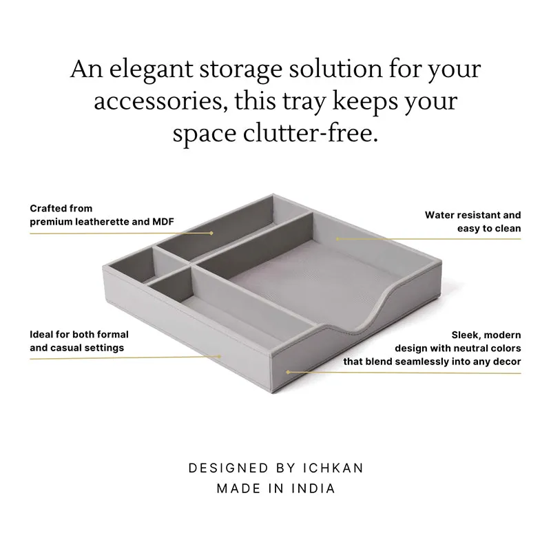 Veltrix Cube Faux Leather Desk Organiser - Grey media 3