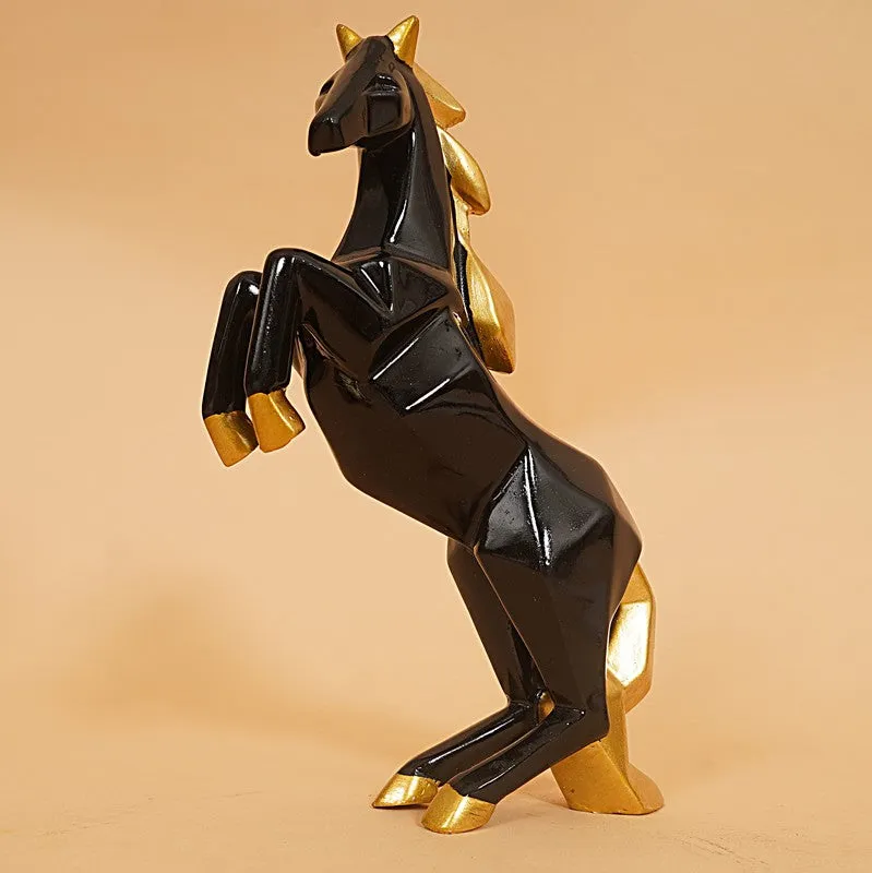 Rearing Black & Gold Horse Showpiece media 5