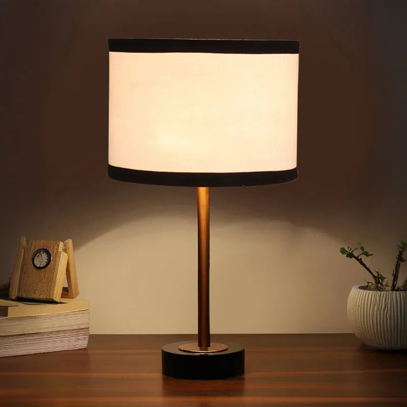 Cotin I Stripe Rodin Wooden Table Lamp - White,Copper,Black media 1