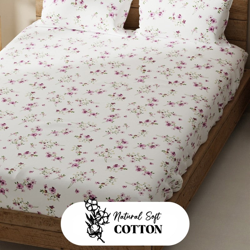 Aelvos Bedsheet (White,Pink) - 115 GSM media 5