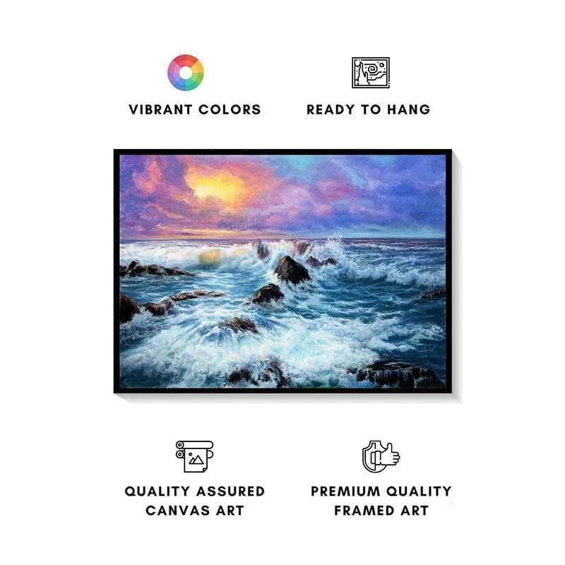 Moonbeam Sunset Canvas Wall Painting - Black Frame media 4