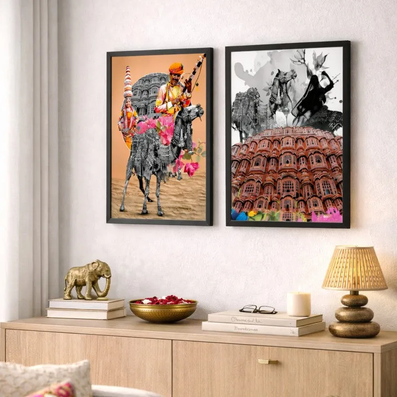 Nomad Trails Paper Wall Painting With MDF Frame - Set Of Two media 3