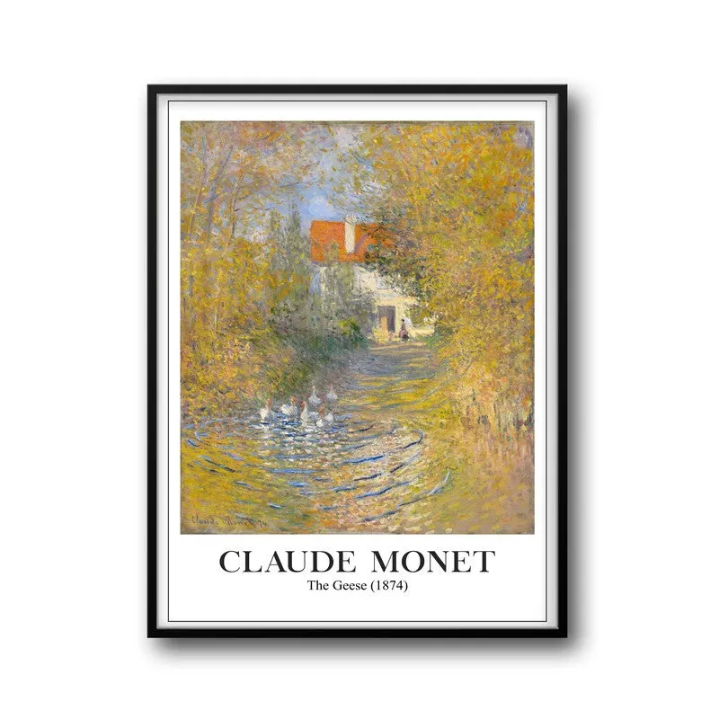 The Geese (1874) Archival Canvas Wall Painting - Black Frame media 5