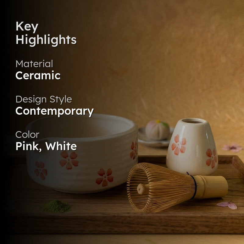 Hanoka Ceramic Matcha Bowl & Whisk Holder Set - 550 mL media 2