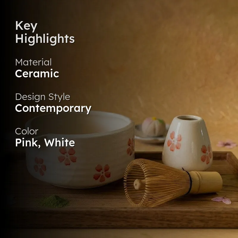 Hanoka Ceramic Matcha Bowl & Whisk Holder Set - 550 mL media 2