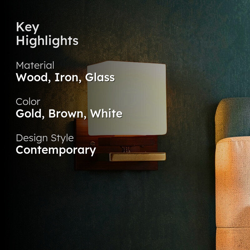 Hexalite Glass and Wood Wall Lamp image 2