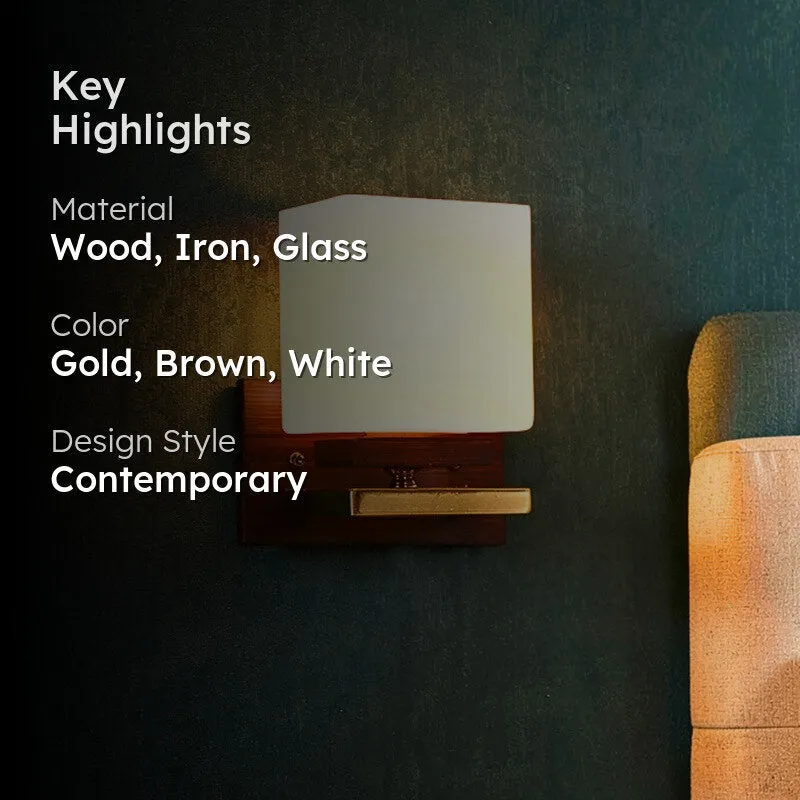 Hexalite Glass and Wood Wall Lamp media 2