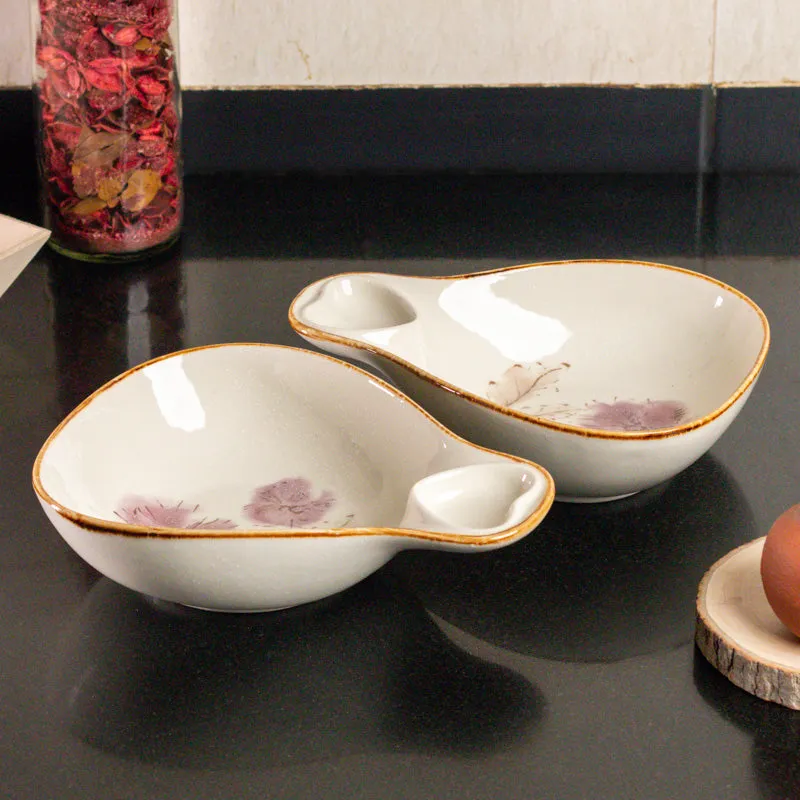 Dual Section Rustic Edge Serving Bowl(700 mL) - Set Of Two media 1