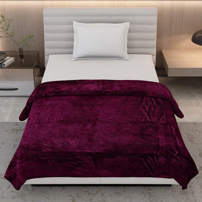 Monte Carlo Luxora Solid Polyester Blanket (Wine) - 300 GSM media 3