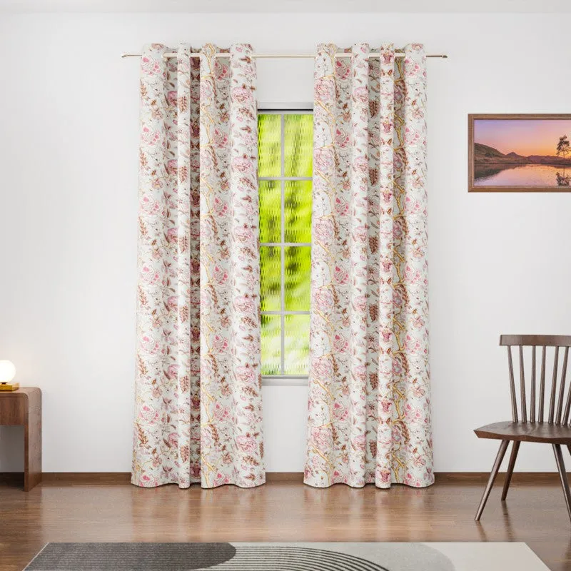 PetalVeil Cotton Curtain - Set Of Two media 1