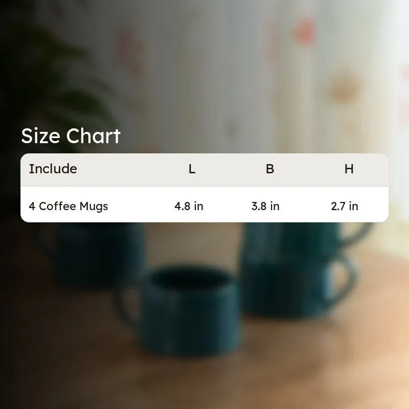 Aqua Ceramic Coffee Mug (250 mL Each) - Set Of Four media 8