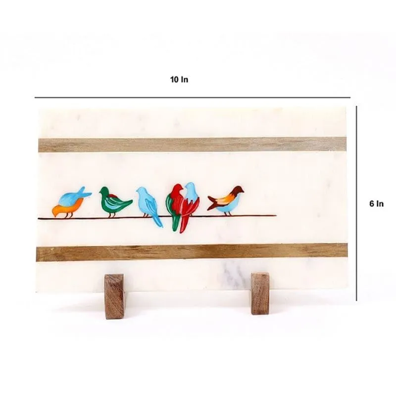 Chirpy Flock Hand Painted Marble Showpiece media 4