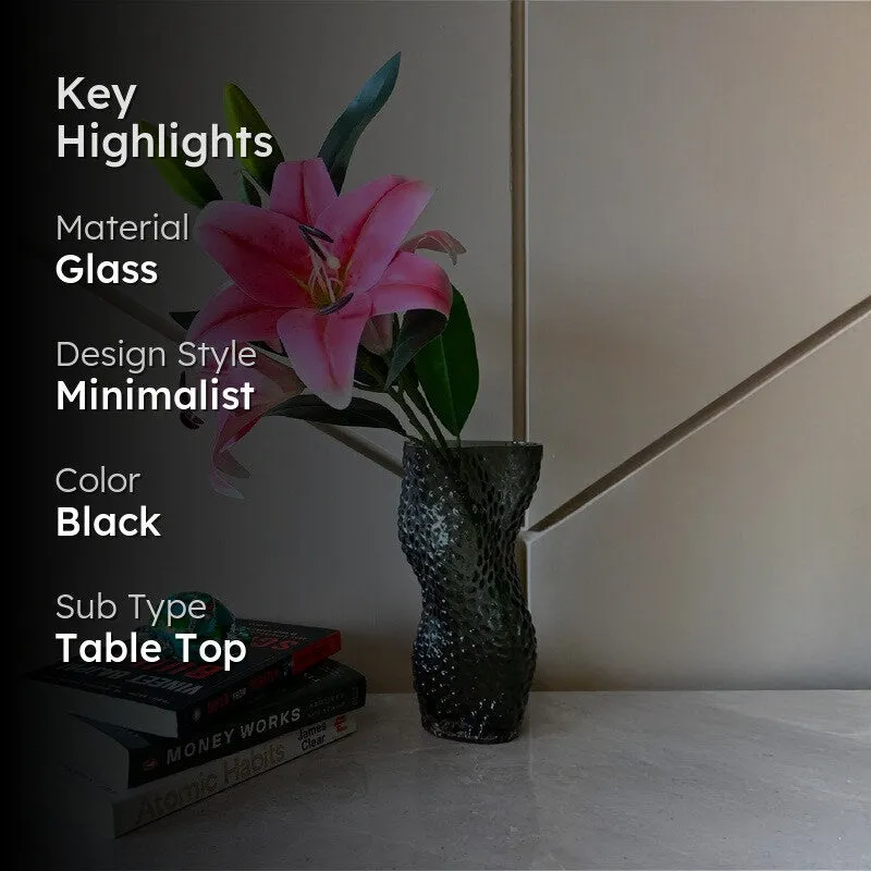 Verdant Wave Designer Vase - Black media 2