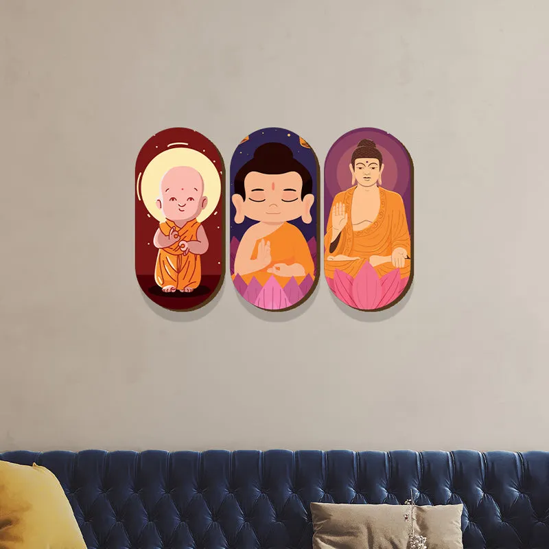 Little Zen Buddha Wood MDF Wall Hanging - Set Of Three media 5