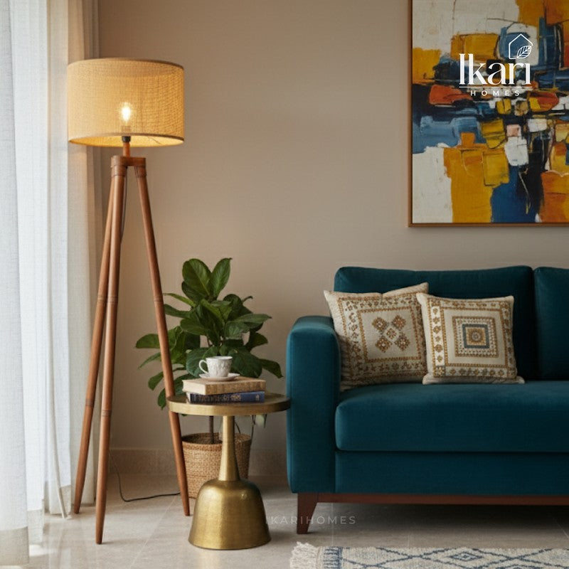 Tripod Hex Acacia Wood Floor Lamp media 4