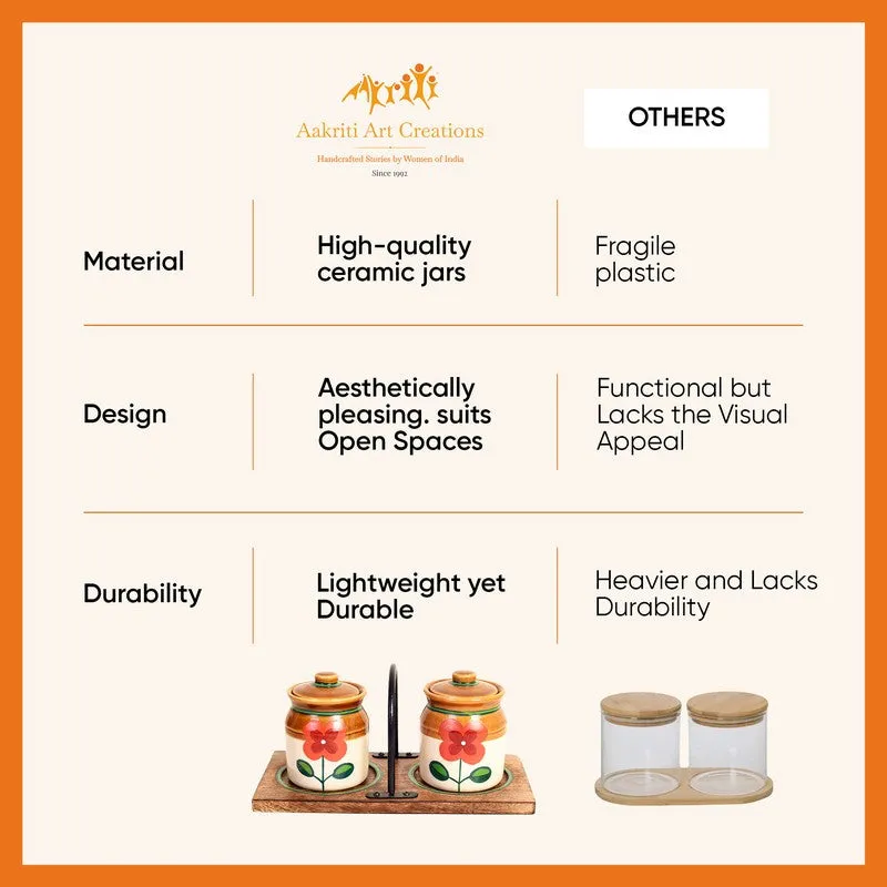 Achaari Ceramic Jar with Stand -Three Piece Set media 10