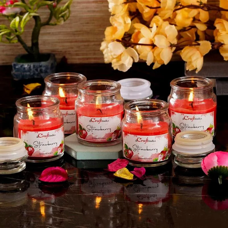 Nithya Strawberry Scented Jar Candle - Set Of Five media 3
