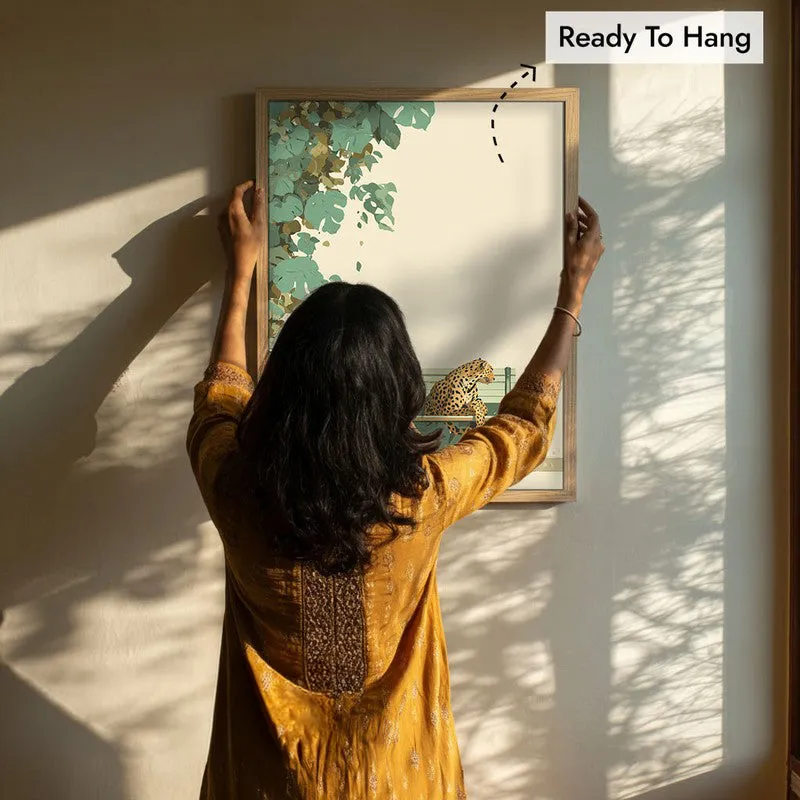 Jungle Reads Canvas Wall Painting - Brown Frame media 8