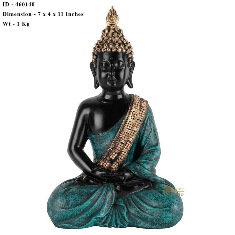 Buddha In Meditation Statue- Green media 7