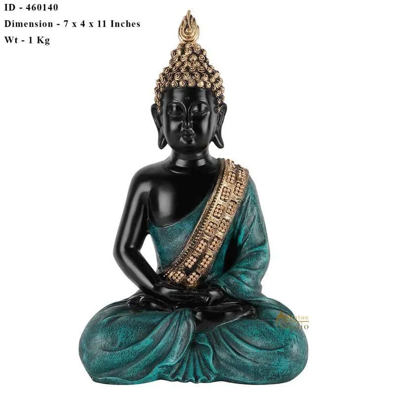 Buddha In Meditation Statue- Green media 7