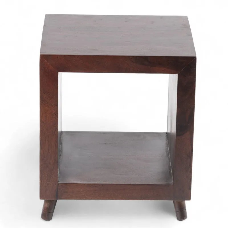 Qverox Sheesham Wooden Side & Bedside Table - Dark Brown media 3