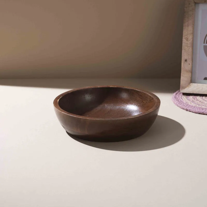 Akhira Handcrafted Mango Wood Serving Bowl - 650 mL media 1