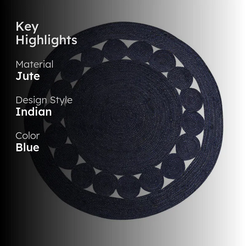 Knot Theory Braided Jute Area Rug - Blue media 2