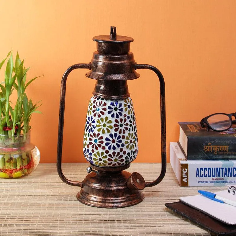 Madhura Mosaic Lantern Iron Table Lamp - Multicolor media 3