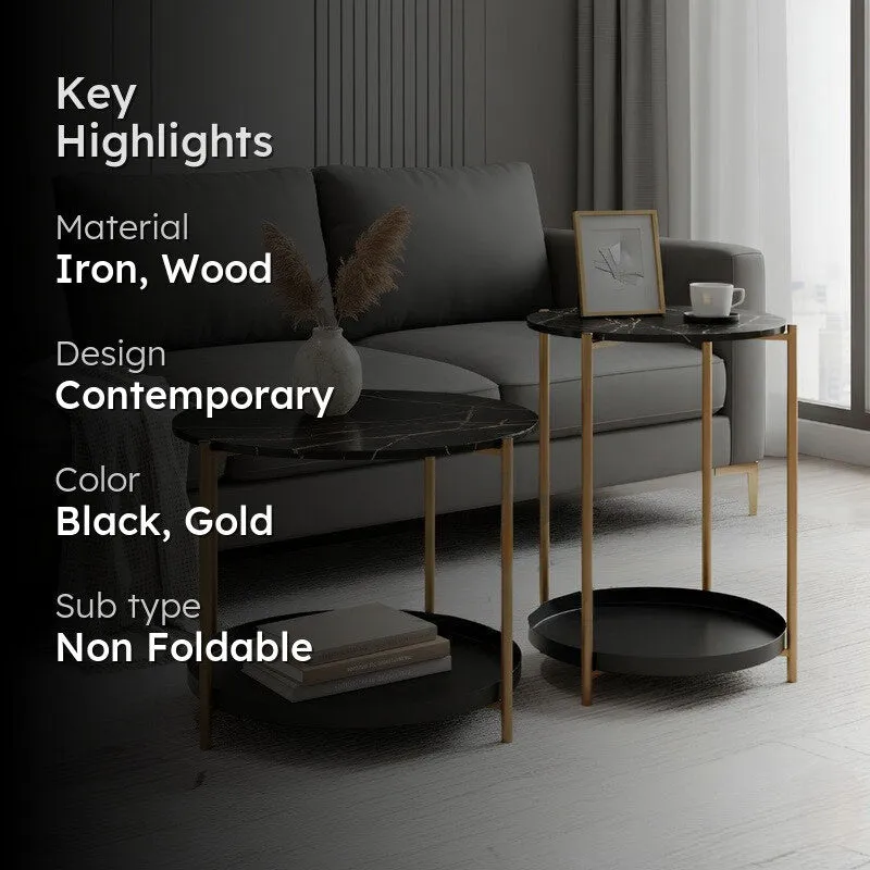 Arvo Hue Center Table (Black & Gold) - Set Of Two media 2