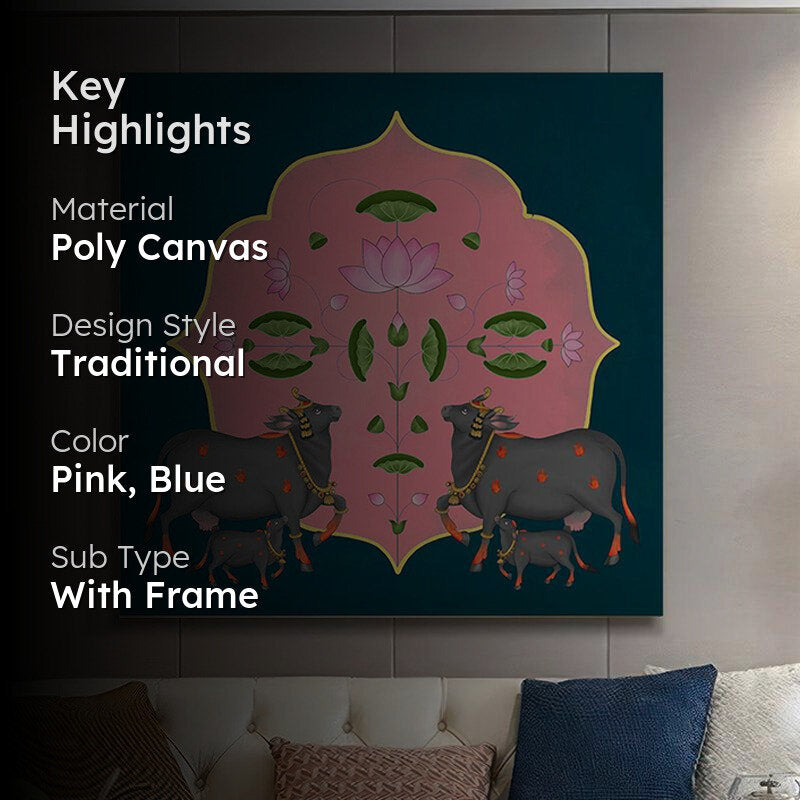 Symmetrical Cow and Pond Wall Painting media 2