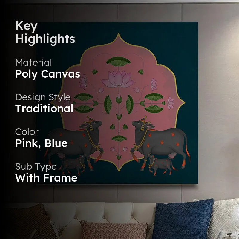 Symmetrical Cow and Pond Wall Painting media 2