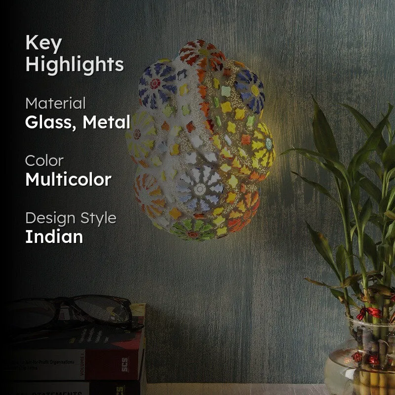 Mangalam Ganesha Glass Wall Lamp - Multicolor media 2