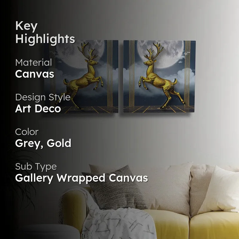 Royal Antlers Canvas 3D Wall Art - Set Of Two media 2