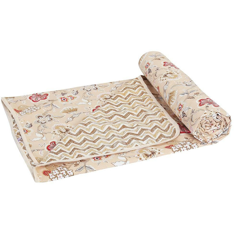 Abhi Cotton Cotton Dohar (Beige & Red)  - 185 GSM media 4