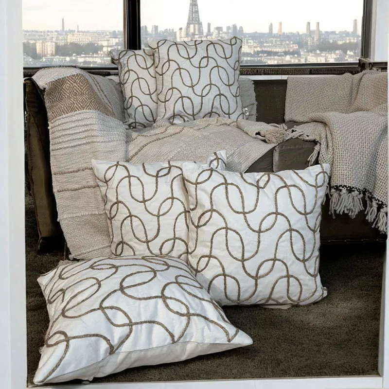 Abstract Swirls Tufted Cushion Cover Set - Set Of Five media 1